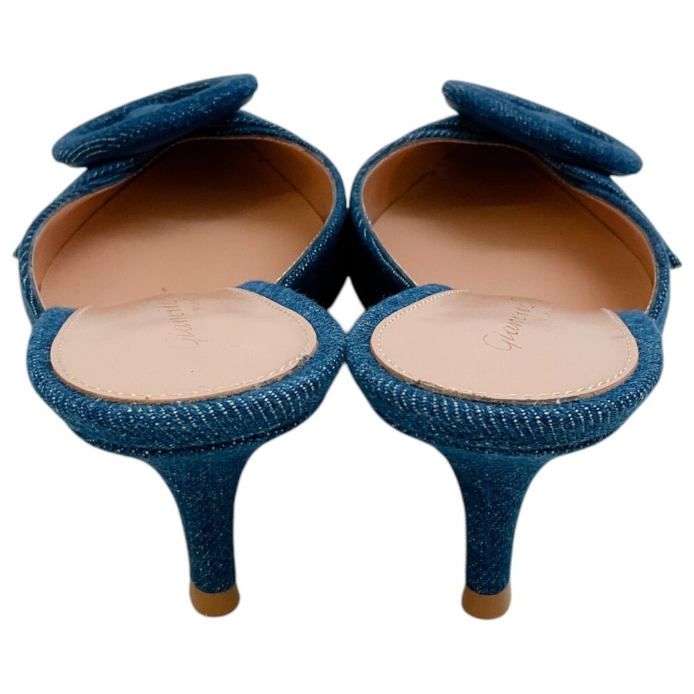 Gianvito Rossi Mid Blue Denim Portofino 55 Mules - Picture 5 of 8